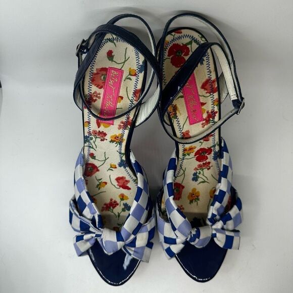 Betsey Johnson Plaid Knotted Patent Leather Platform Heel - Picture 3 of 8